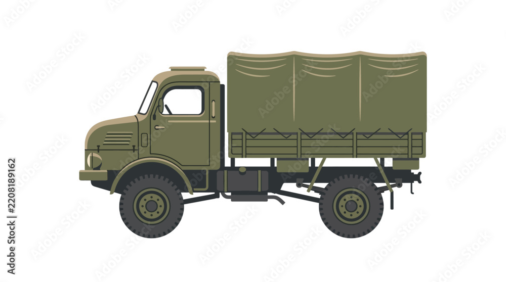 Obraz premium Green military truck illustration