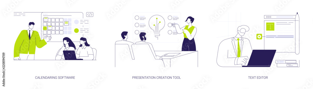 Obraz premium Working with software abstract concept vector illustrations.