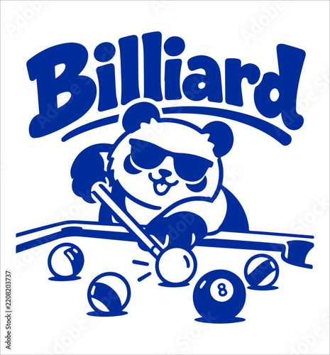 Bold Billiard Logo with Bear Character Wearing Sunglasses and Playing Pool for Sports Club, Bar, Tournament and Entertainment Branding