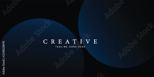 Modern dark blue abstract horizontal banner background with glowing geometric lines.Suitable for covers, brochures, presentations, flyers. vector