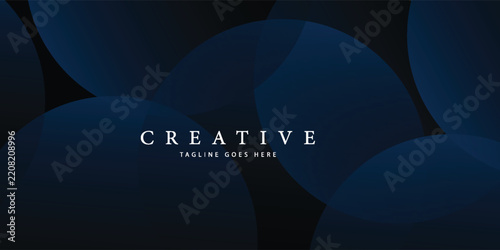 Modern dark blue abstract horizontal banner background with glowing geometric lines.Suitable for covers, brochures, presentations, flyers. vector