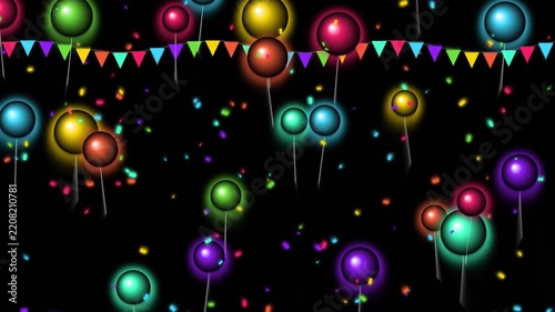Animated Lollipop Garland with Colorful Spheres, Looping Background for Festive Celebrations