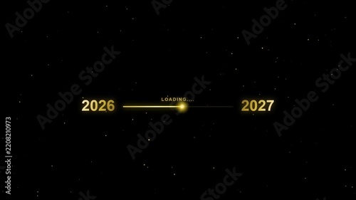 Loading Animation with Year Numbers 2026 and 2027, Transitioning Across a Dark Starry Background