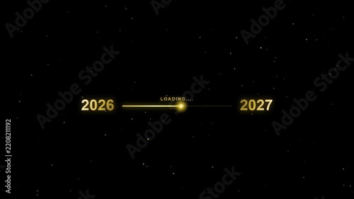 Year Counter Animation with Glowing Numerals Against a Dark Space Background Featuring Futuristic, Numbers