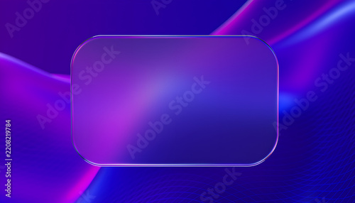 Modern Abstract Glassmorphism Design Element with Vibrant Purple and Blue Gradient Background.