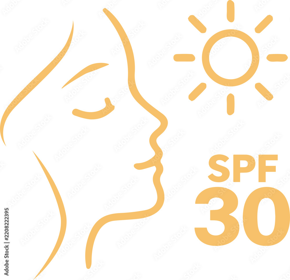 Obraz premium Sunscreen SPF 30 Sun Protection Icon and Element