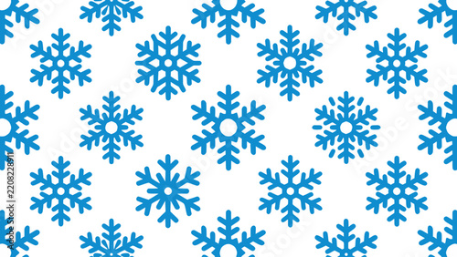 Seamless winter pattern with blue snowflakes on a clean white background