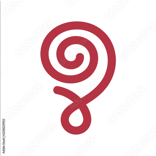 Red abstract spiral shape with loop