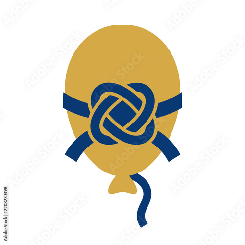 Yellow balloon with blue ribbon knot