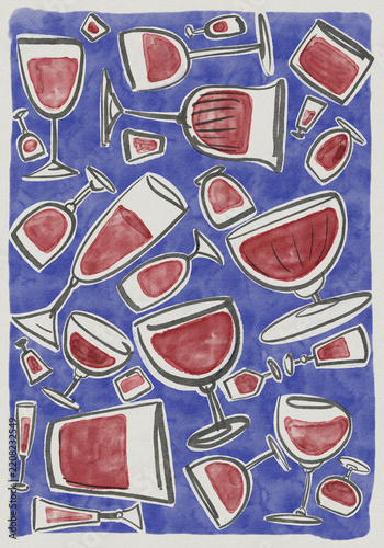All the wine abstract illustration of red wine in various glasses