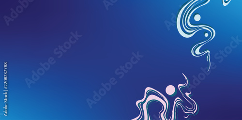 Abstract Blue Gradient Background with Elegant White Fluid Line and Organic Shapes