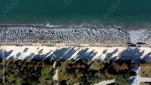 Top-down aerial view of Batumi promenade on the Black Sea