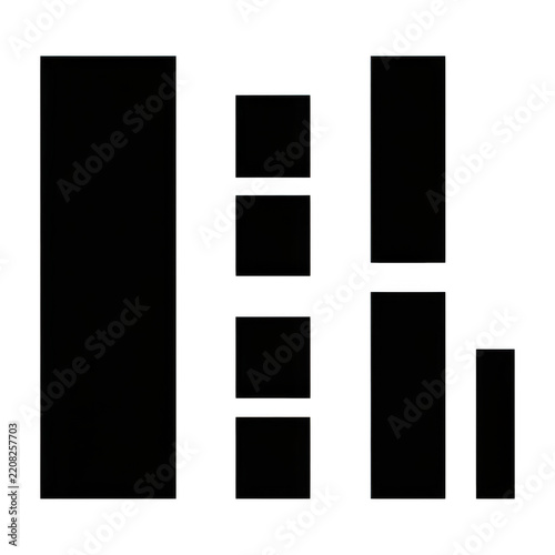 White outline rectangles and squares on a black background