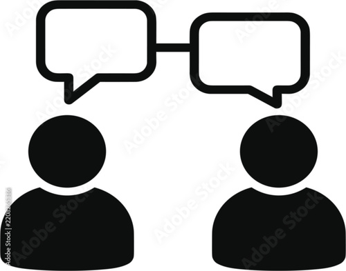 Interconnected chat bubbles and people conversation vector icon set for communication concepts