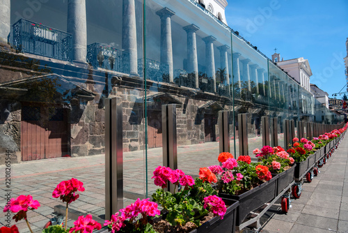 Carondelet Palace with New Glass Barriers and Flowers in Quito