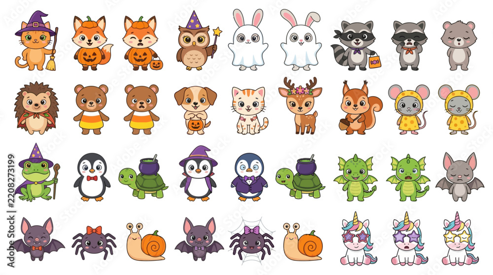 Fototapeta premium Set of Halloween shopping icons including retail sale tags and spooky holiday symbols displayed on a plain white background.