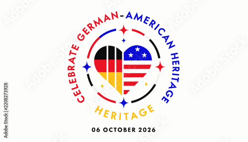 Heart shaped emblem celebrating german american heritage on white background