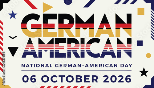 German American national day poster design with geometric festive style elements