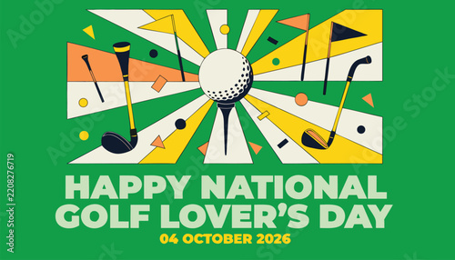 Vibrant vector illustration celebrating national golf lover day with sports equipment