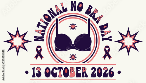 National no bra day graphic design with vintage typography style