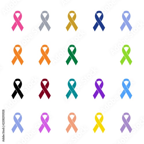 colorful awareness ribbon set cancer support health advocacy medical