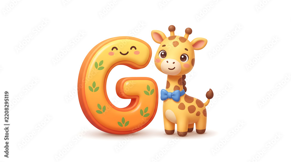 Obraz premium Colorful Letter G Alphabet Illustration for Kids
