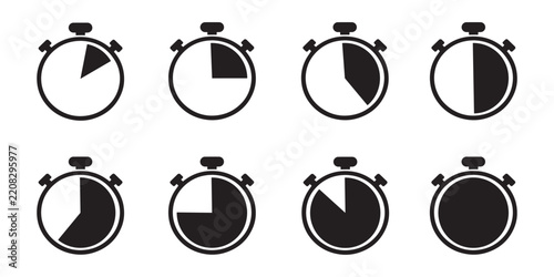 Stopwatch Black Fraction Progression Icons