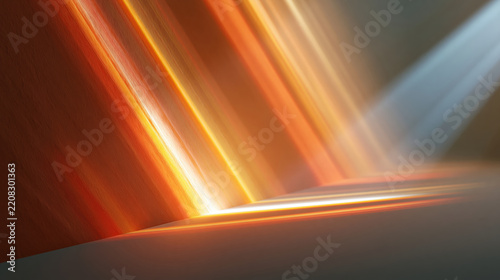 Abstract dynamic diagonal light beams with warm golden and orange tones, Abstract background