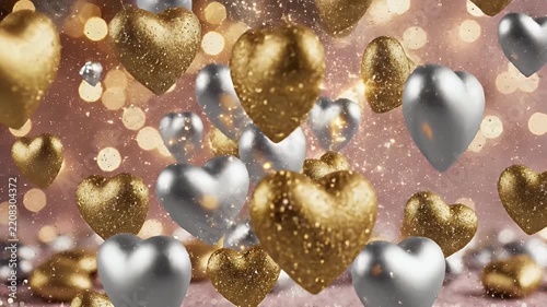 Golden Bokeh Lights and Shimmering Metallic Orbs on a Velvet Purple Surface
