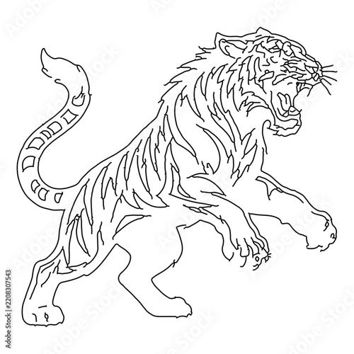 Line art tiger silhouette