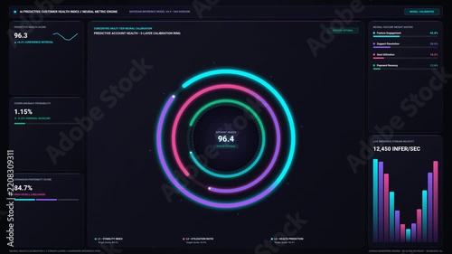 Futuristic Digital Dashboard with Glowing Data Analytics Interface