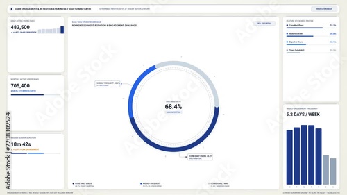 Business Dashboard Interface Showing Data Analytics and Engagement Metrics