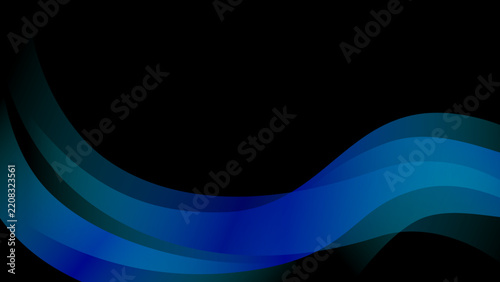 Blue transparent waves on black background