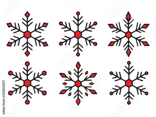 Snowflake Icon Set Vector Collection Black Winter Snowflake Designs