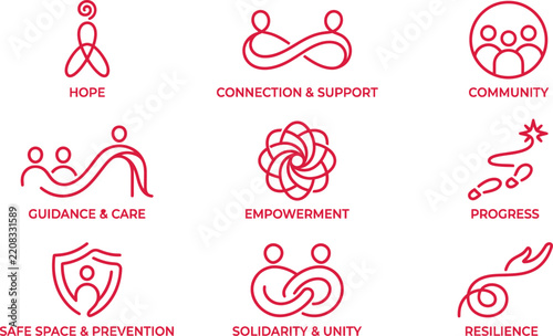 World aids day geometric flat vector icons for awareness and support