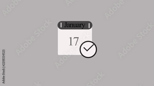 Minimalist calendar icon showing january 17 date
