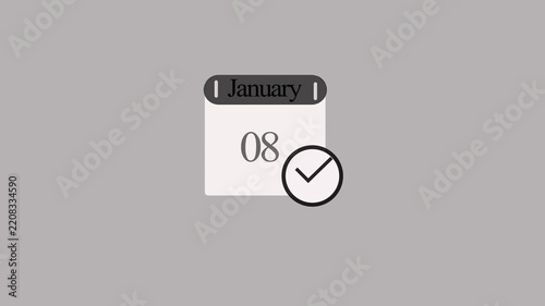 Minimalist calendar icon showing january 8 with corner flag
