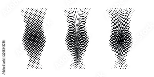 Abstract Halftone Botanical Feather And Floral Dot Pattern Collection For Modern Graphic Design.