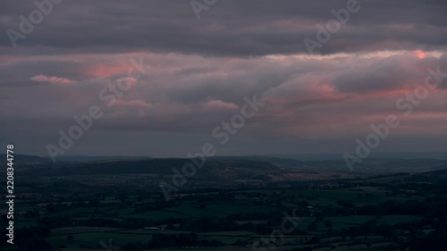 Dark gloomy aerial view of a British landscape at dusk