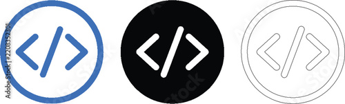 Code Vector Icon Isolated on White Background — Programming Symbol for Software, Development, Coding and Technology Use