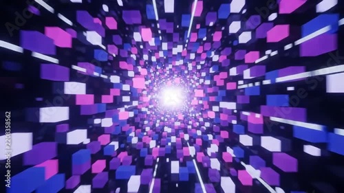 Vibrant 3D Digital Tunnel with Geometric Light Rays and Neon Glow for Modern Creative Design