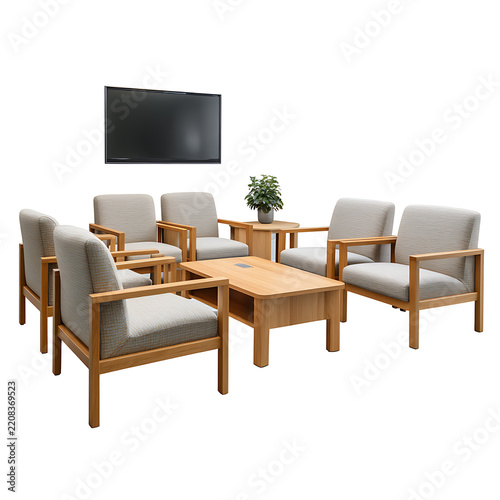Modern Living Room Interior with Sofa, Table, Chairs, Television, Elegant Furniture and Contemporary Home Design