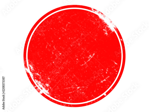 A vibrant red circle shape with a thin black outline isolated on a solid black background, featuring a simple flat isolated on a transparent background