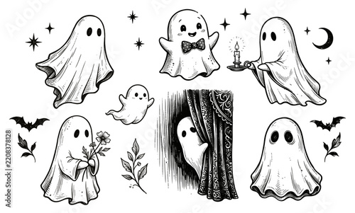 Vintage Halloween ghost illustration