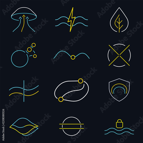 Premium Smart Carbon Capture Grid And Advanced Industrial Emission Filtration Line Vector Icon Set
