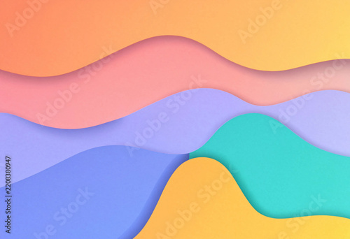 Abstract wavy layers in pastel colors with soft shadows for modern design.