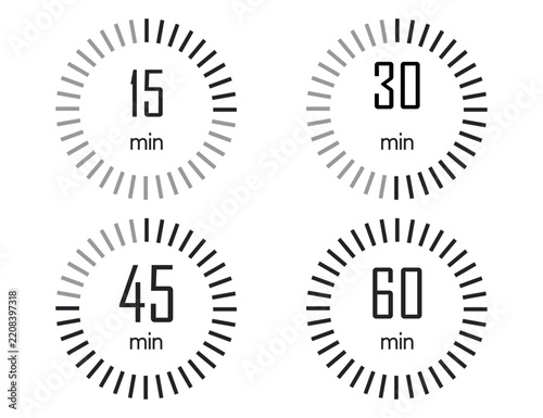Set of 15, 30, 45 and 60 Minute Circular Timers for Countdown, Productivity and Time Management.