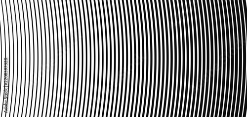 Black And White Curved Line Pattern Optical Illusion Background With Wavy Stripes And Abstract Rhythm.