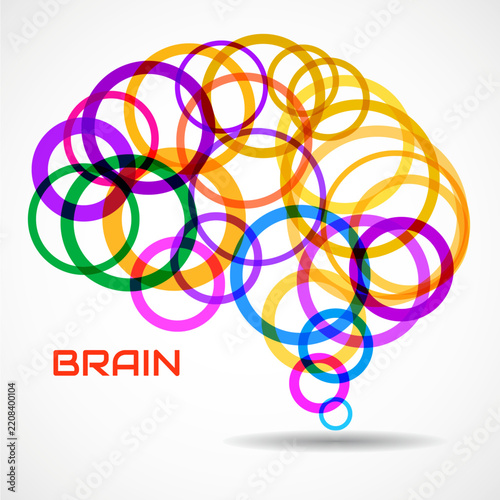 Abstract human brain of colorful overlapping circles for your design