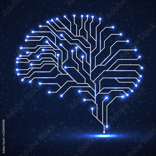 Abstract technological brain. Circuit board. Vector illustration